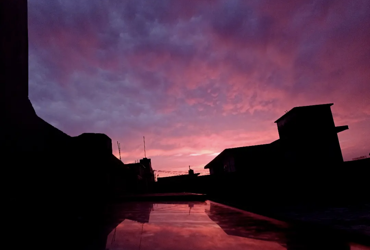 Purple sunset silhouette